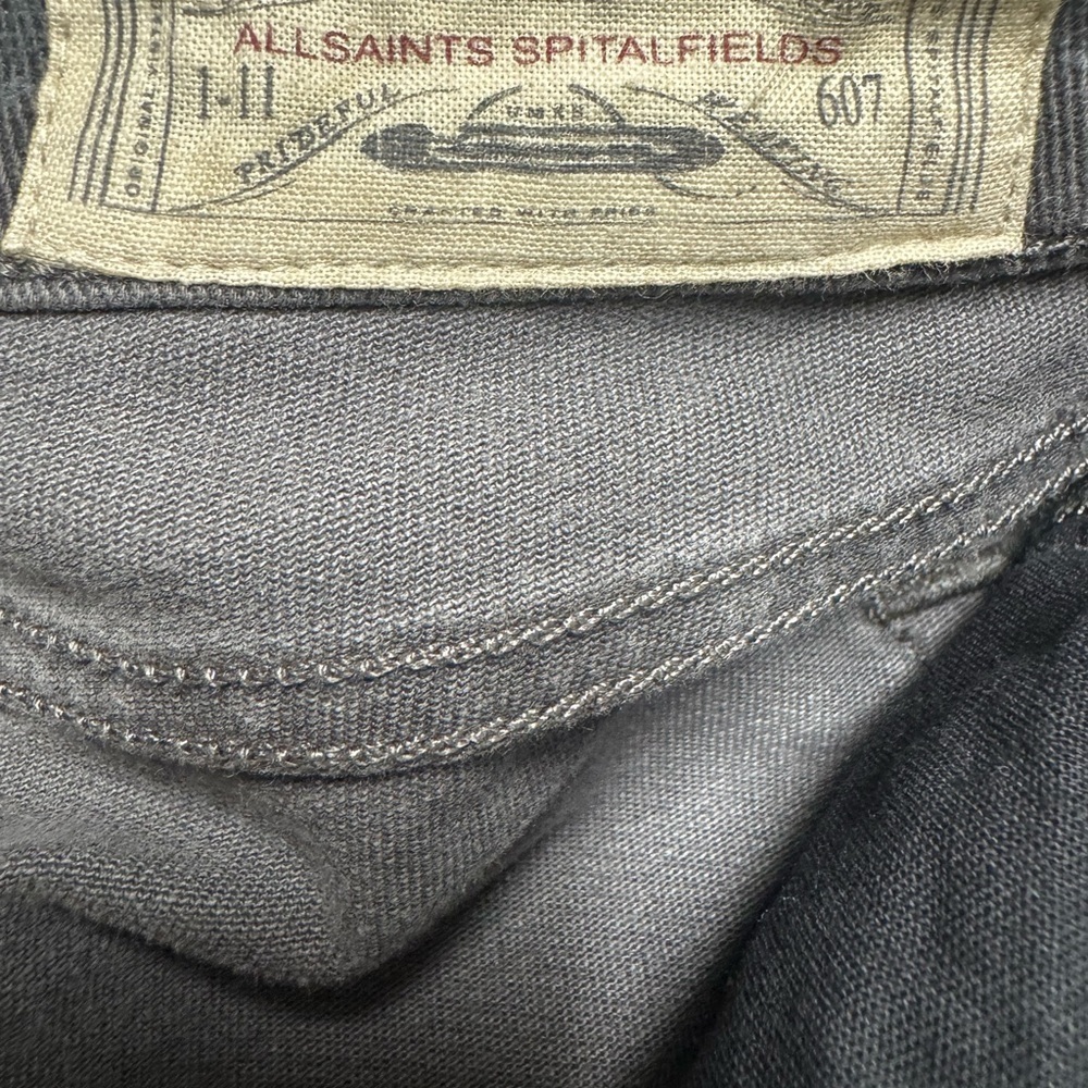ALL SAINTS Low Rise Cropped Skinny Gray/Light Blue Floral Jeans Zipper at Hem 28 - Picture 9 of 13